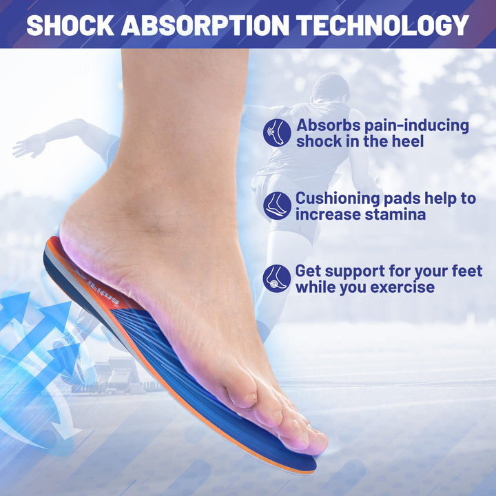 Premium High Arch Support Orthopedic Insoles for Plantar Fasciitis Relief, Cushioning Foot Inserts for Flat Feet, Deep Heel Cup, Shock Absorption for Men and Women