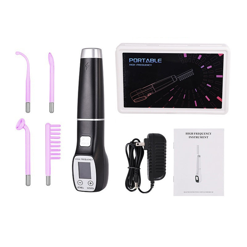 Premium High Frequency Facial Machine, Screen Display Electro Therapy Wand with Glass Tube, Anti-Acne & Wrinkle Removal, Skin Tightening & Spot Treatment Device, Ozone Sterilization, Improves Blood Circulation, Safe & Portable