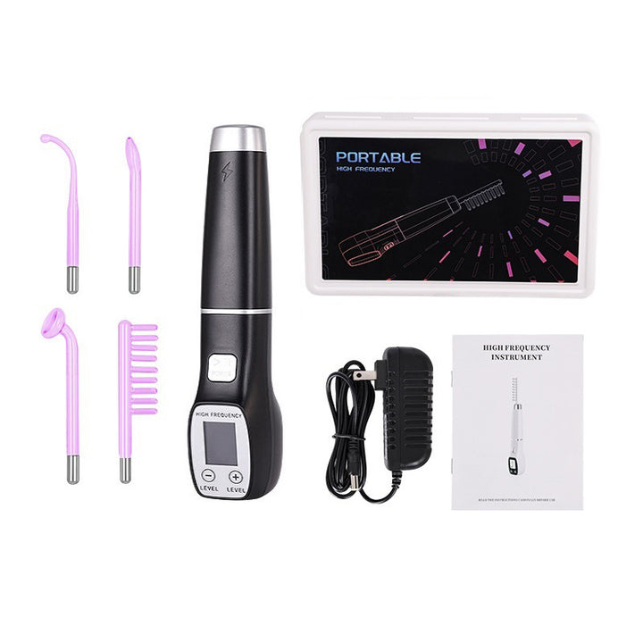 Premium High Frequency Facial Machine, Screen Display Electro Therapy Wand with Glass Tube, Anti-Acne & Wrinkle Removal, Skin Tightening & Spot Treatment Device, Ozone Sterilization, Improves Blood Circulation, Safe & Portable