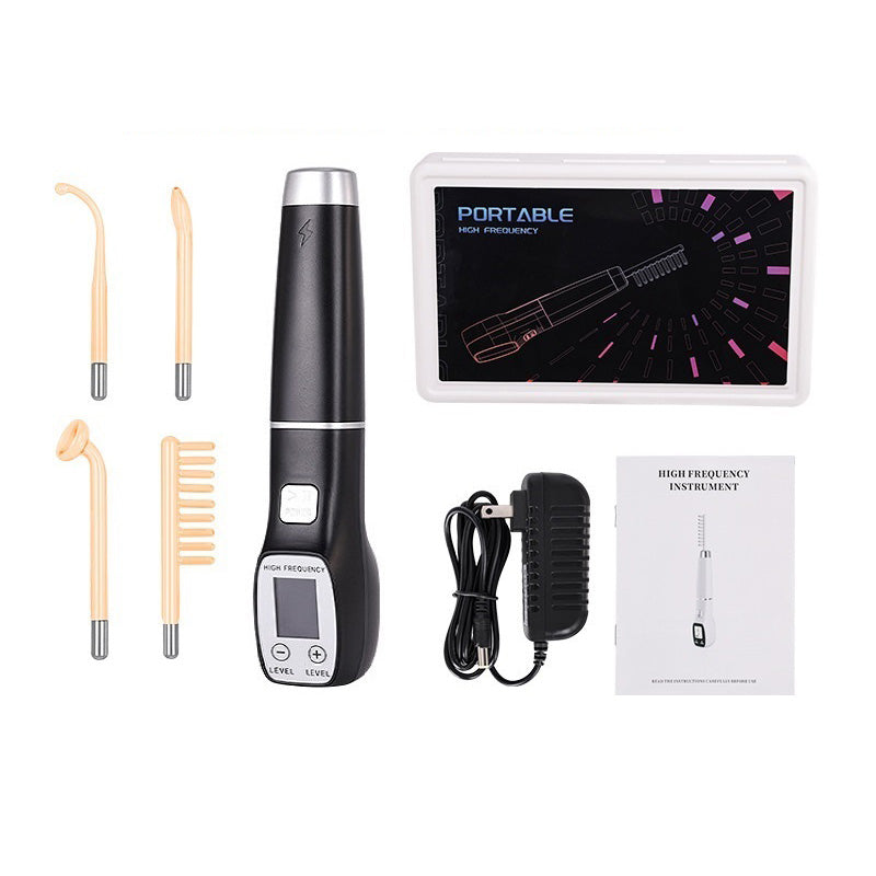 Premium High Frequency Facial Machine, Screen Display Electro Therapy Wand with Glass Tube, Anti-Acne & Wrinkle Removal, Skin Tightening & Spot Treatment Device, Ozone Sterilization, Improves Blood Circulation, Safe & Portable