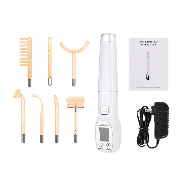 Premium High Frequency Facial Machine, Screen Display Electro Therapy Wand with Glass Tube, Anti-Acne & Wrinkle Removal, Skin Tightening & Spot Treatment Device, Ozone Sterilization, Improves Blood Circulation, Safe & Portable