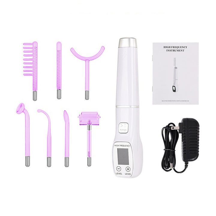 Premium High Frequency Facial Machine, Screen Display Electro Therapy Wand with Glass Tube, Anti-Acne & Wrinkle Removal, Skin Tightening & Spot Treatment Device, Ozone Sterilization, Improves Blood Circulation, Safe & Portable