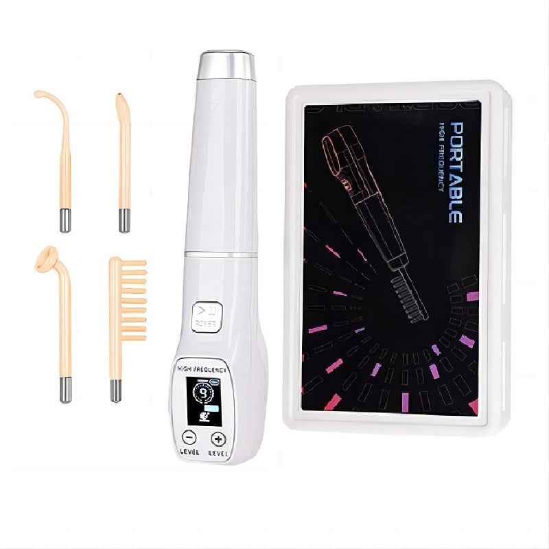 Premium High Frequency Facial Machine, Screen Display Electro Therapy Wand with Glass Tube, Anti-Acne & Wrinkle Removal, Skin Tightening & Spot Treatment Device, Ozone Sterilization, Improves Blood Circulation, Safe & Portable