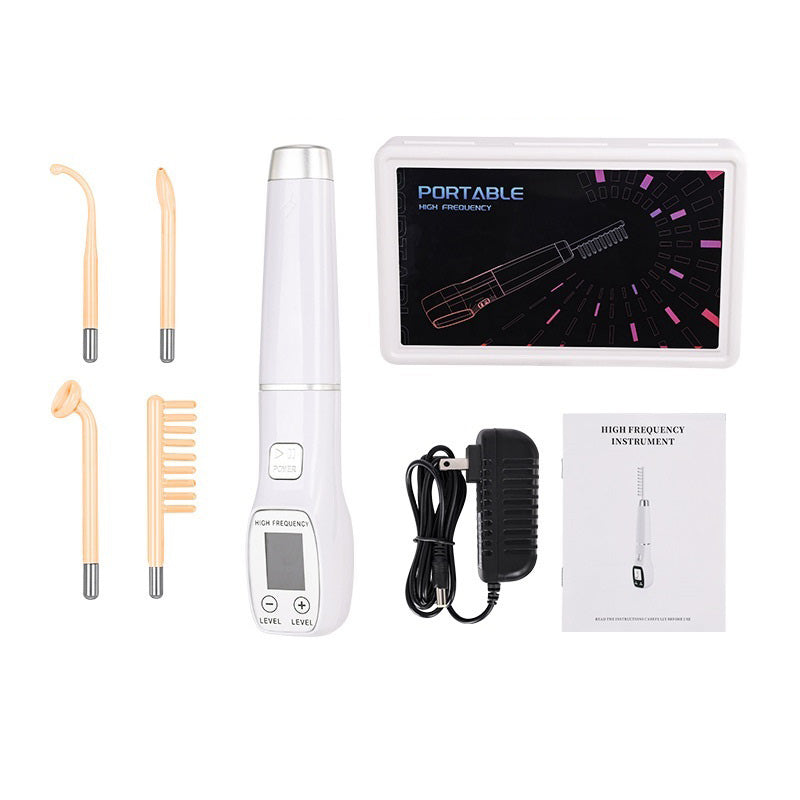 Premium High Frequency Facial Machine, Screen Display Electro Therapy Wand with Glass Tube, Anti-Acne & Wrinkle Removal, Skin Tightening & Spot Treatment Device, Ozone Sterilization, Improves Blood Circulation, Safe & Portable