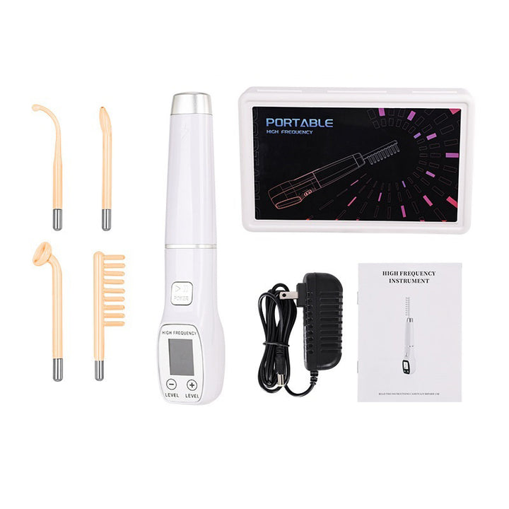 Premium High Frequency Facial Machine, Screen Display Electro Therapy Wand with Glass Tube, Anti-Acne & Wrinkle Removal, Skin Tightening & Spot Treatment Device, Ozone Sterilization, Improves Blood Circulation, Safe & Portable