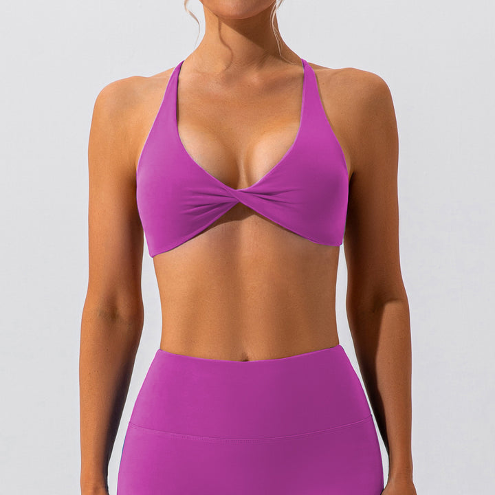 Premium High Support Sports Yoga Bra – Sexy Halter Straps, Push-Up Padded Bralette for Running, Gym & Fitness – Impact-Resistant, Comfortable Workout Underwear