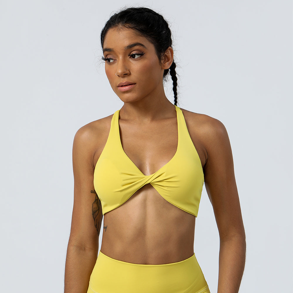 Premium High Support Sports Yoga Bra – Sexy Halter Straps, Push-Up Padded Bralette for Running, Gym & Fitness – Impact-Resistant, Comfortable Workout Underwear