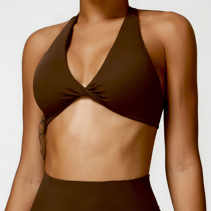 Premium High Support Sports Yoga Bra – Sexy Halter Straps, Push-Up Padded Bralette for Running, Gym & Fitness – Impact-Resistant, Comfortable Workout Underwear