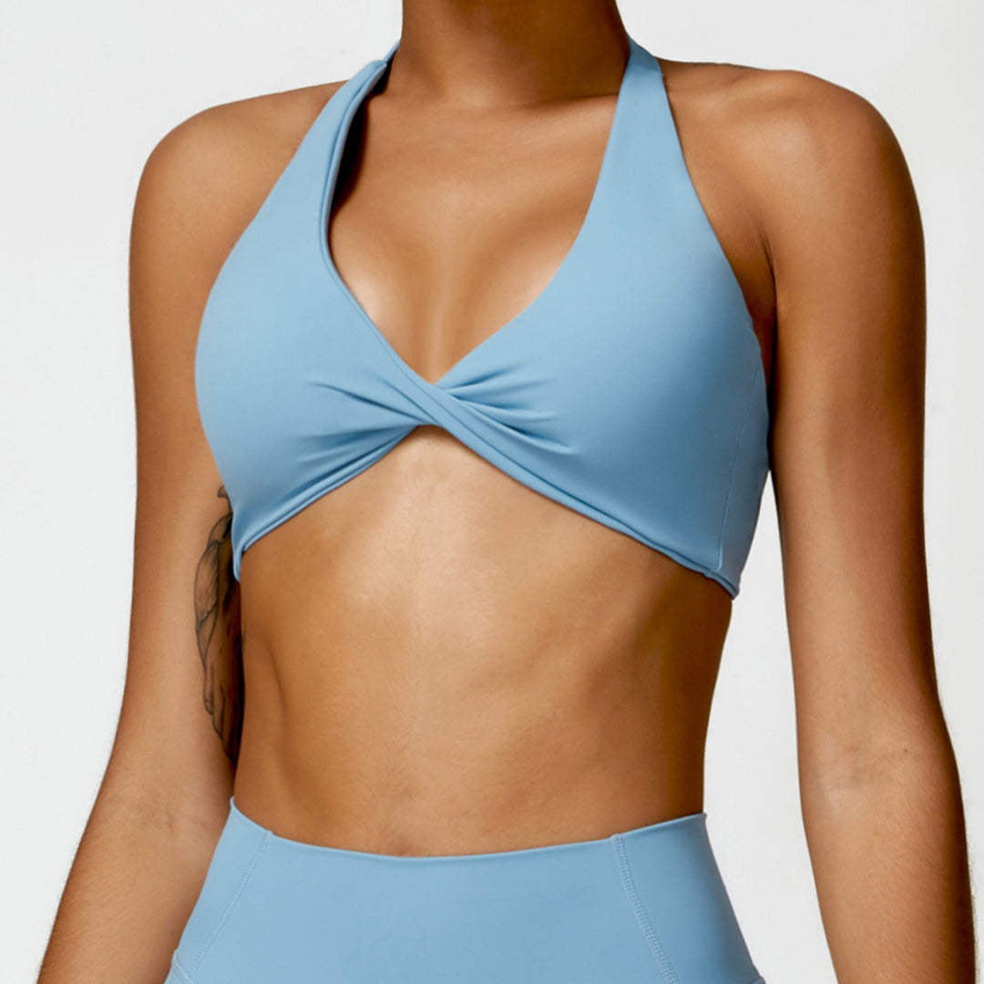 Premium High Support Sports Yoga Bra – Sexy Halter Straps, Push-Up Padded Bralette for Running, Gym & Fitness – Impact-Resistant, Comfortable Workout Underwear