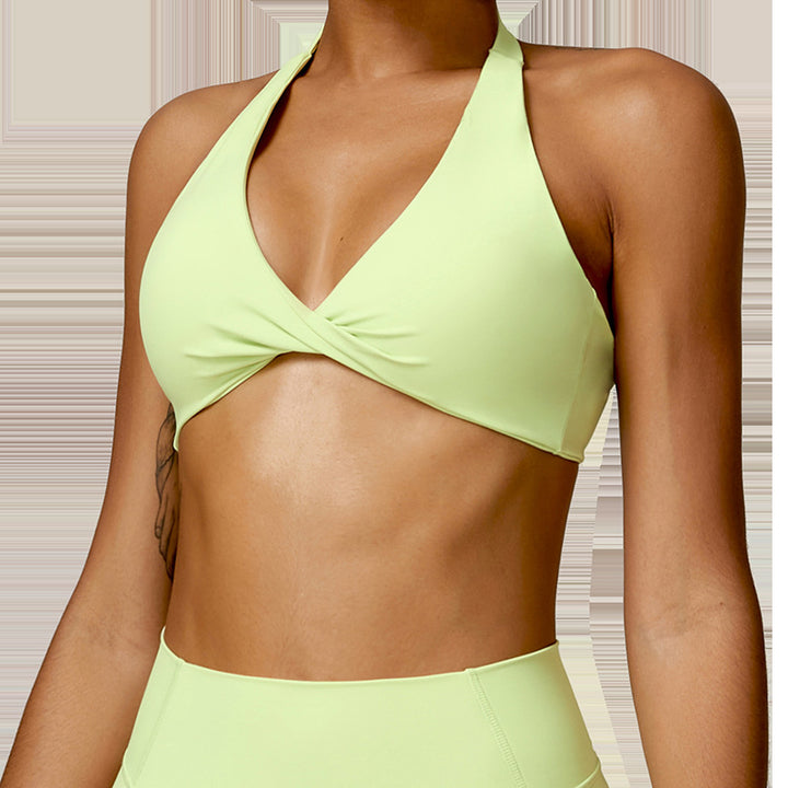 Premium High Support Sports Yoga Bra – Sexy Halter Straps, Push-Up Padded Bralette for Running, Gym & Fitness – Impact-Resistant, Comfortable Workout Underwear