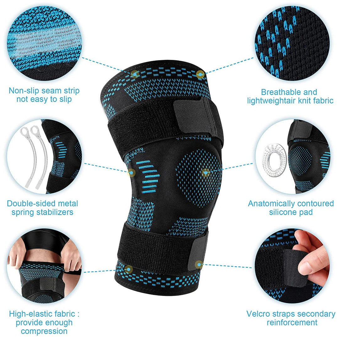 Premium Hinged Knee Brace for Pain Relief & Support, Copper Stabilizers for ACL, Meniscus Tear, Arthritis, Adjustable Open Patella Design, Doctor Recommended, 6 Sizes Available