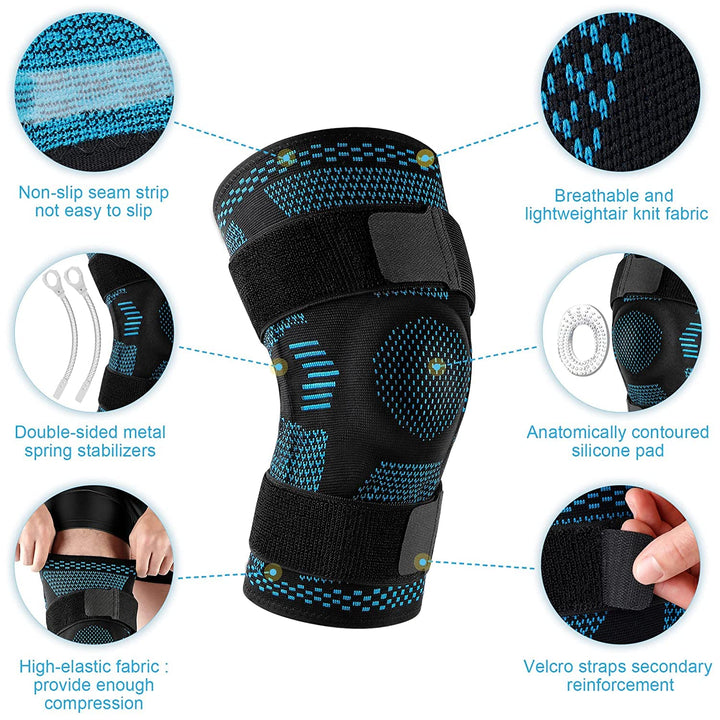 Premium Hinged Knee Brace for Pain Relief & Support, Copper Stabilizers for ACL, Meniscus Tear, Arthritis, Adjustable Open Patella Design, Doctor Recommended, 6 Sizes Available