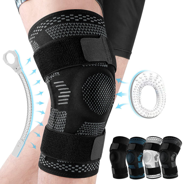 Premium Hinged Knee Brace for Pain Relief & Support, Copper Stabilizers for ACL, Meniscus Tear, Arthritis, Adjustable Open Patella Design, Doctor Recommended, 6 Sizes Available