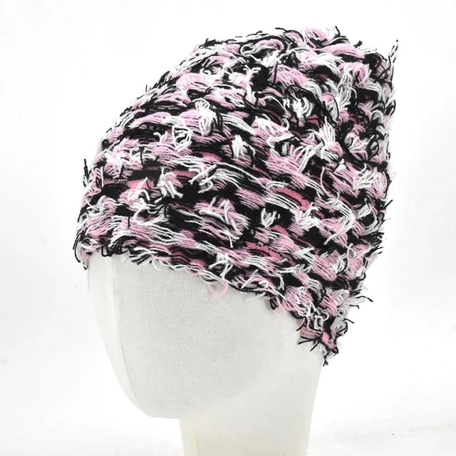 Premium Hip Hop Balaclava Beanie – Distressed Knit Ski Mask for Women, Camouflage Fuzzy Full Face Ski Hat, Outdoor Winter Wear, Trendy, Cozy and Stylish