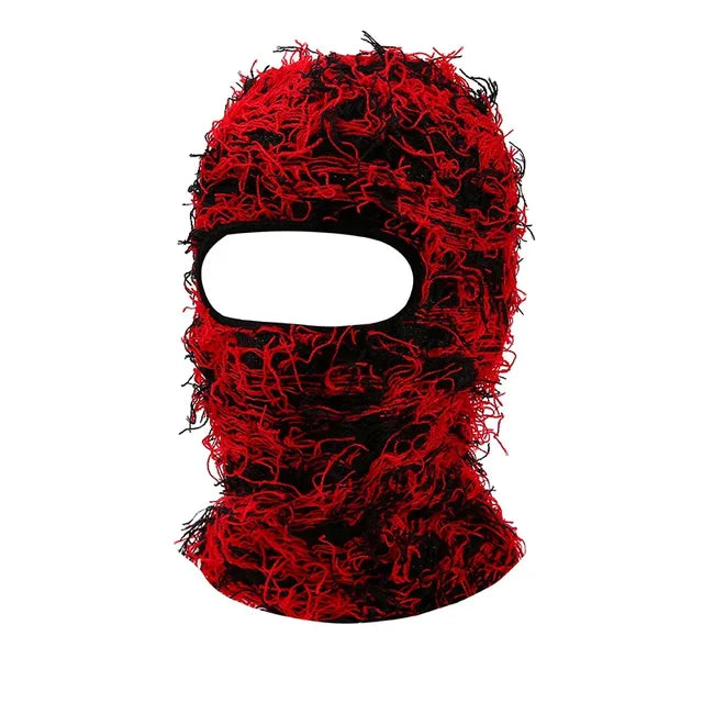 Premium Hip Hop Balaclava Beanie – Distressed Knit Ski Mask for Women, Camouflage Fuzzy Full Face Ski Hat, Outdoor Winter Wear, Trendy, Cozy and Stylish