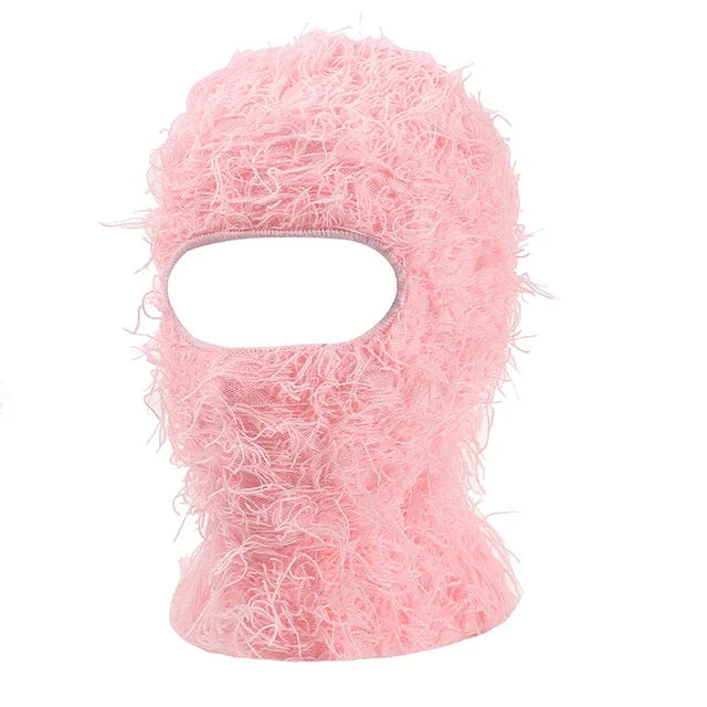 Premium Hip Hop Balaclava Beanie – Distressed Knit Ski Mask for Women, Camouflage Fuzzy Full Face Ski Hat, Outdoor Winter Wear, Trendy, Cozy and Stylish