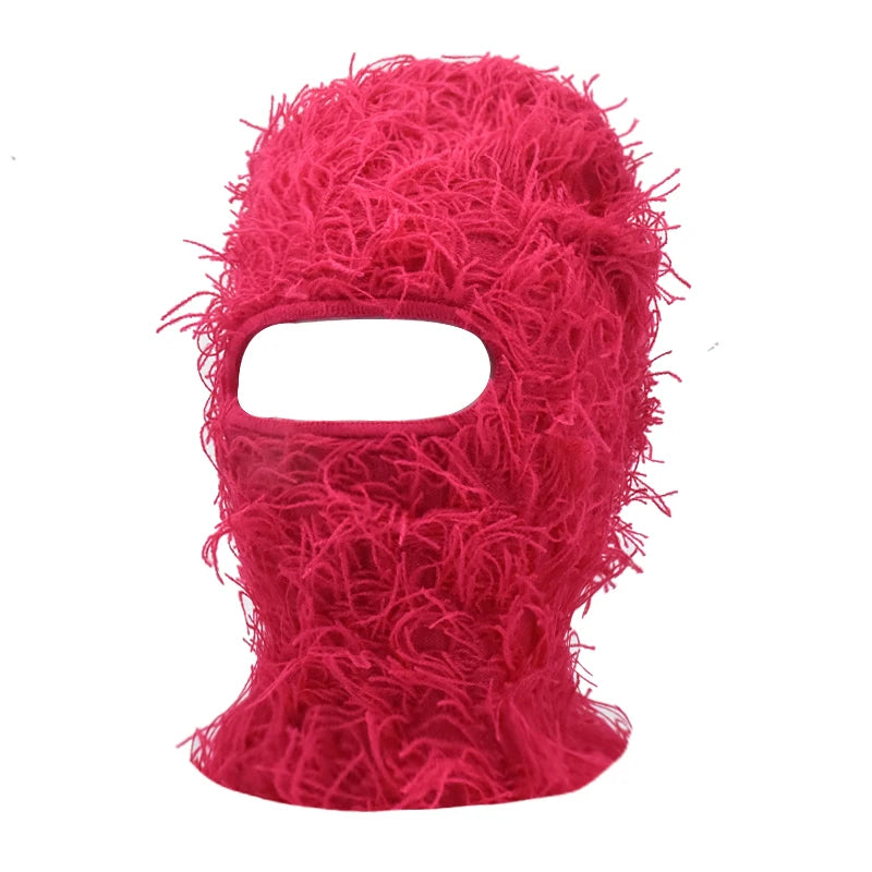 Premium Hip Hop Balaclava Beanie – Distressed Knit Ski Mask for Women, Camouflage Fuzzy Full Face Ski Hat, Outdoor Winter Wear, Trendy, Cozy and Stylish