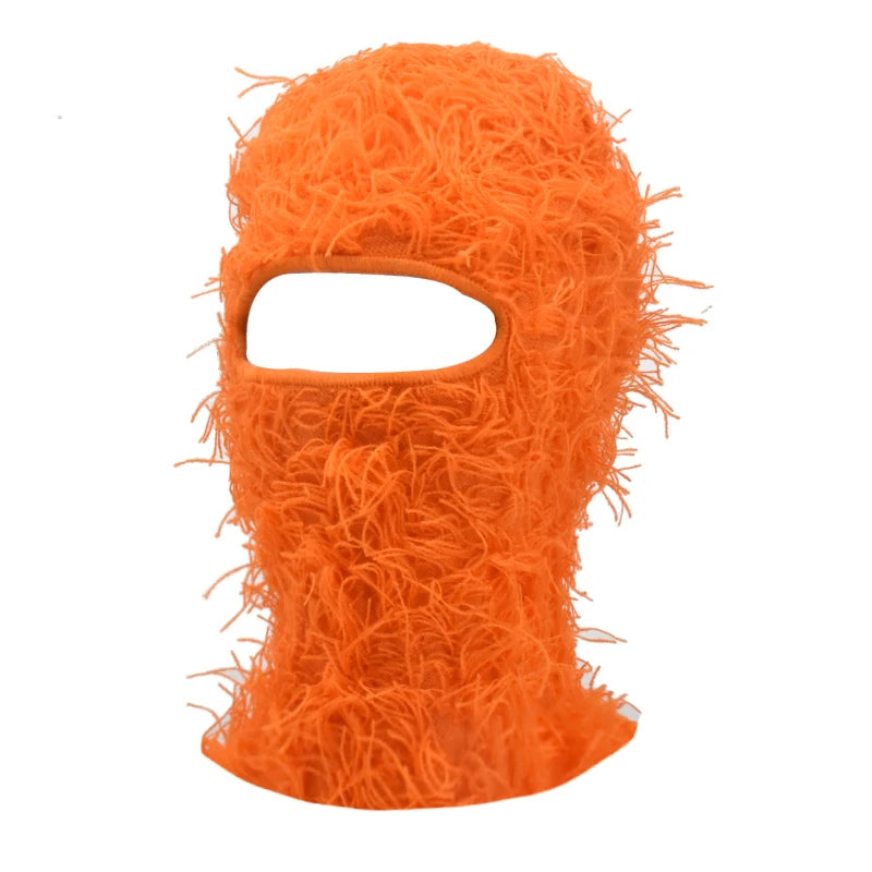 Premium Hip Hop Balaclava Beanie – Distressed Knit Ski Mask for Women, Camouflage Fuzzy Full Face Ski Hat, Outdoor Winter Wear, Trendy, Cozy and Stylish