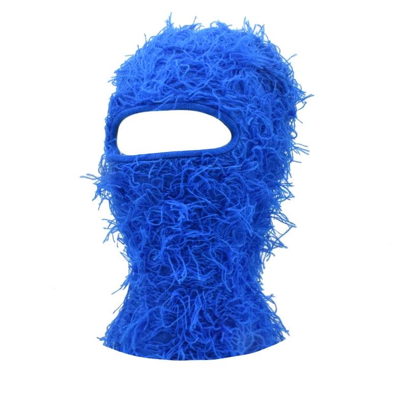 Premium Hip Hop Balaclava Beanie – Distressed Knit Ski Mask for Women, Camouflage Fuzzy Full Face Ski Hat, Outdoor Winter Wear, Trendy, Cozy and Stylish