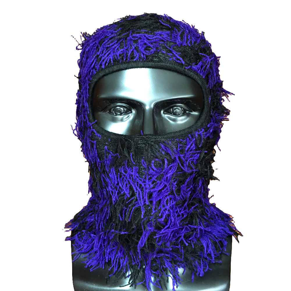 Premium Hip Hop Balaclava Beanie – Distressed Knit Ski Mask for Women, Camouflage Fuzzy Full Face Ski Hat, Outdoor Winter Wear, Trendy, Cozy and Stylish