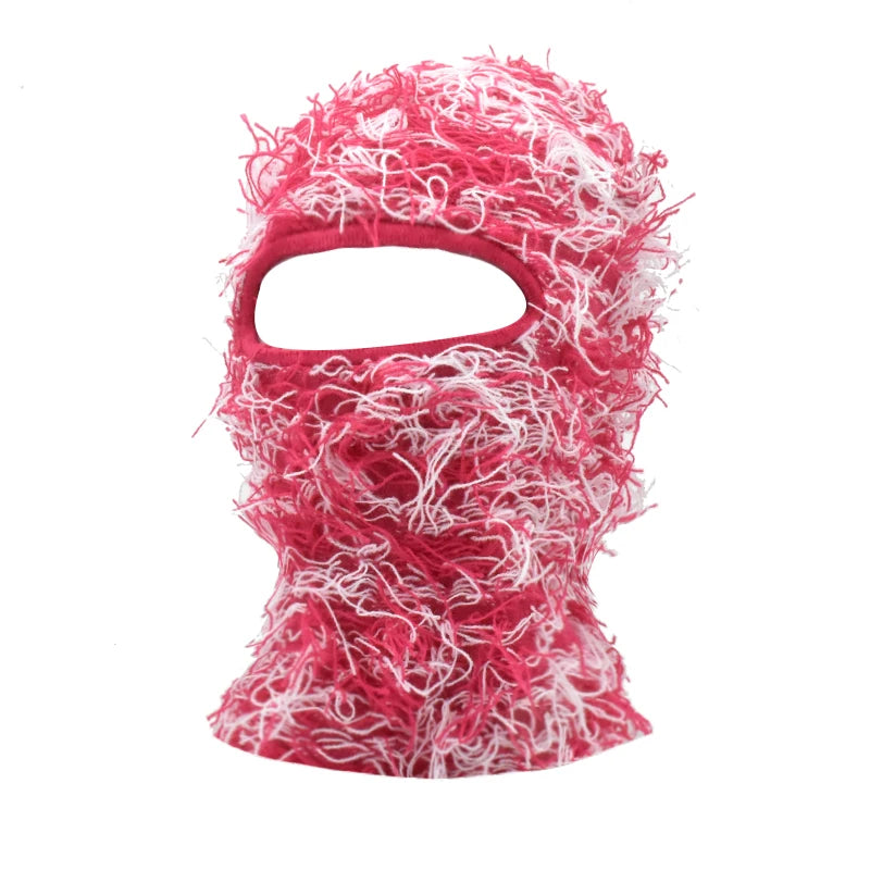 Premium Hip Hop Balaclava Beanie – Distressed Knit Ski Mask for Women, Camouflage Fuzzy Full Face Ski Hat, Outdoor Winter Wear, Trendy, Cozy and Stylish