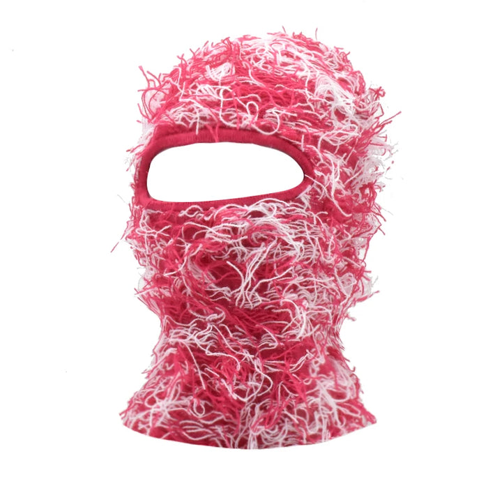 Premium Hip Hop Balaclava Beanie – Distressed Knit Ski Mask for Women, Camouflage Fuzzy Full Face Ski Hat, Outdoor Winter Wear, Trendy, Cozy and Stylish