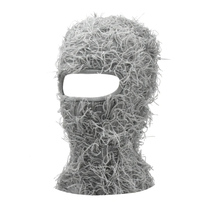 Premium Hip Hop Balaclava Beanie – Distressed Knit Ski Mask for Women, Camouflage Fuzzy Full Face Ski Hat, Outdoor Winter Wear, Trendy, Cozy and Stylish
