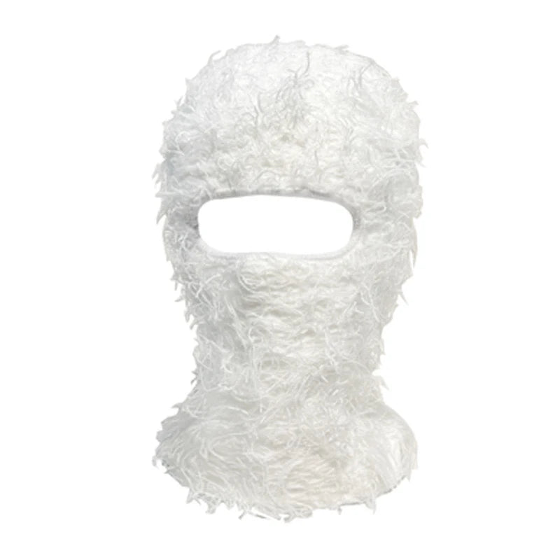 Premium Hip Hop Balaclava Beanie – Distressed Knit Ski Mask for Women, Camouflage Fuzzy Full Face Ski Hat, Outdoor Winter Wear, Trendy, Cozy and Stylish