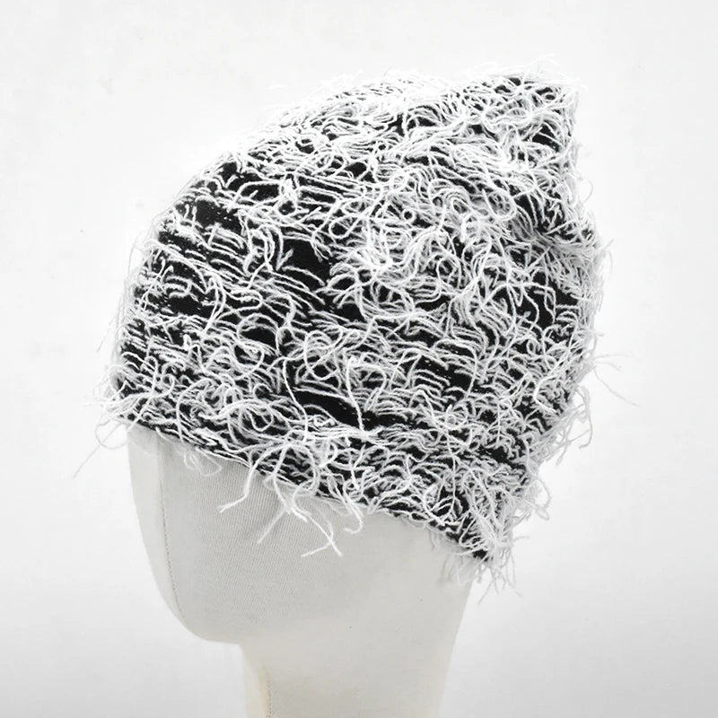 Premium Hip Hop Balaclava Beanie – Distressed Knit Ski Mask for Women, Camouflage Fuzzy Full Face Ski Hat, Outdoor Winter Wear, Trendy, Cozy and Stylish