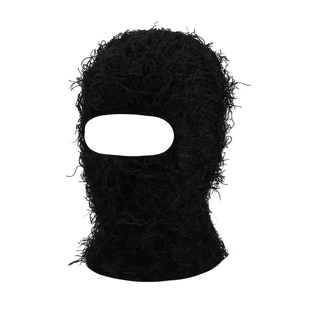 Premium Hip Hop Balaclava Beanie – Distressed Knit Ski Mask for Women, Camouflage Fuzzy Full Face Ski Hat, Outdoor Winter Wear, Trendy, Cozy and Stylish