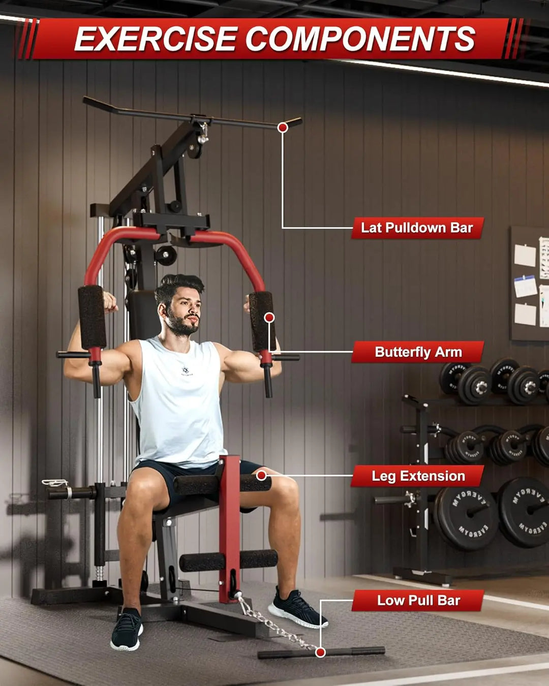 Premium Home Gym Machine – Full Body Strength Training Equipment with Chest Press, LAT Pulldown, Leg Extension & Cable System