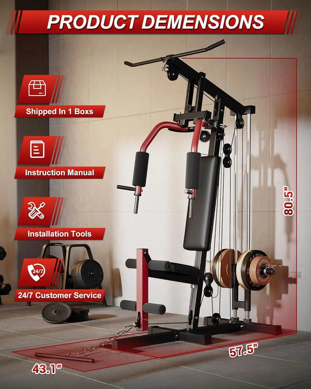 Premium Home Gym Machine – Full Body Strength Training Equipment with Chest Press, LAT Pulldown, Leg Extension & Cable System