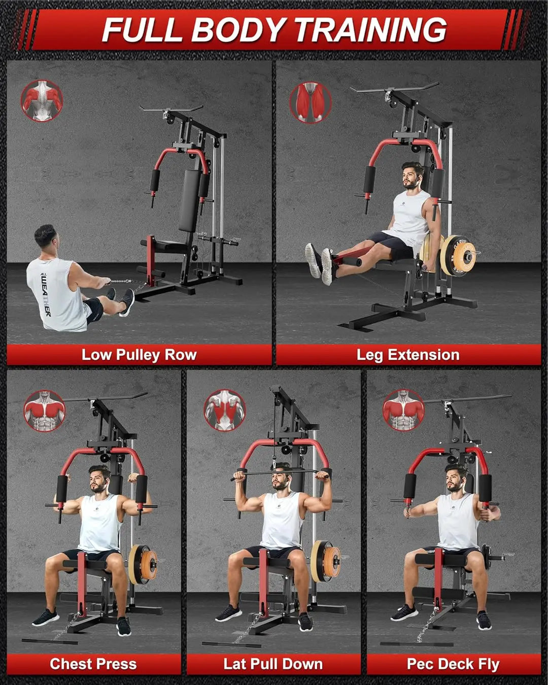 Premium Home Gym Machine – Full Body Strength Training Equipment with Chest Press, LAT Pulldown, Leg Extension & Cable System
