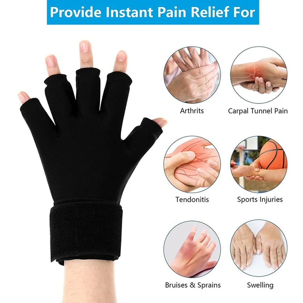 Premium Hot & Cold Therapy Gloves for Arthritis Relief – Adjustable Finger Compression Ice Pack for Wrist Sprains, Tendinitis, Carpal Tunnel, and Joint Pain Relief – Durable Gel Design for Hands and Fingers