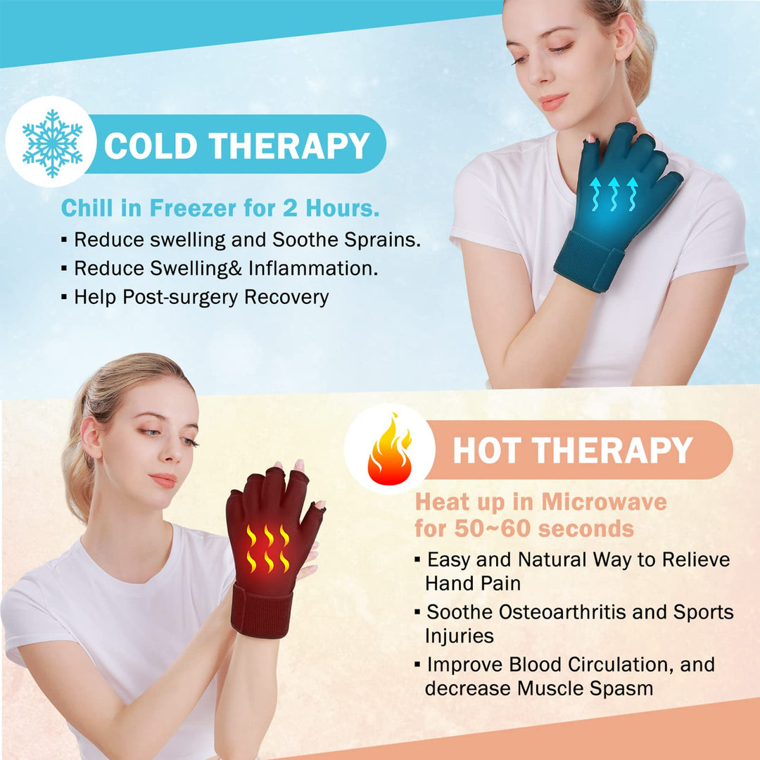 Premium Hot & Cold Therapy Gloves for Arthritis Relief – Adjustable Finger Compression Ice Pack for Wrist Sprains, Tendinitis, Carpal Tunnel, and Joint Pain Relief – Durable Gel Design for Hands and Fingers