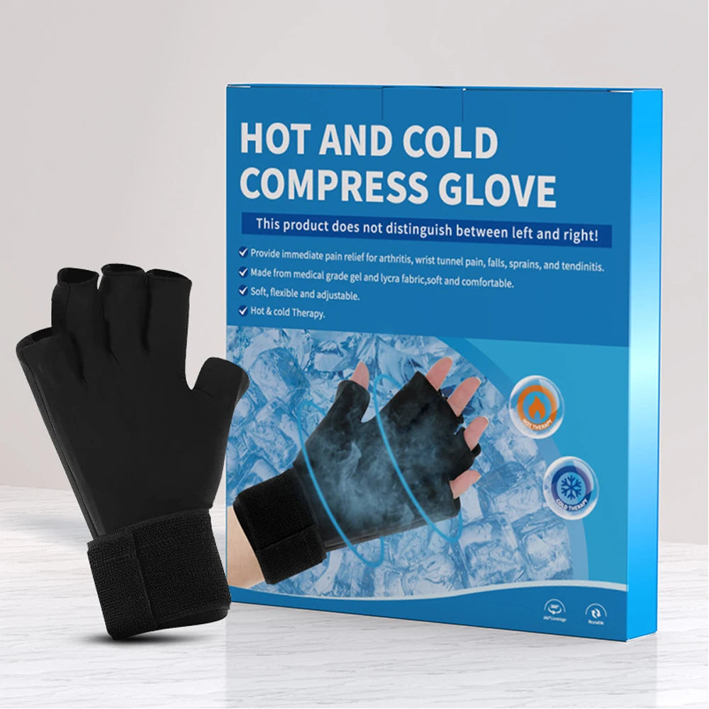 Premium Hot & Cold Therapy Gloves for Arthritis Relief – Adjustable Finger Compression Ice Pack for Wrist Sprains, Tendinitis, Carpal Tunnel, and Joint Pain Relief – Durable Gel Design for Hands and Fingers