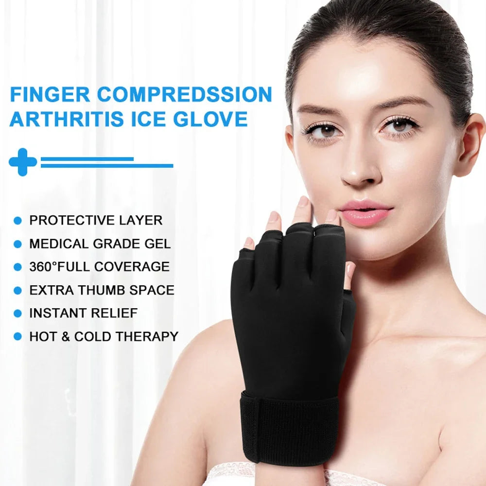 Premium Hot & Cold Therapy Gloves for Arthritis Relief – Adjustable Finger Compression Ice Pack for Wrist Sprains, Tendinitis, Carpal Tunnel, and Joint Pain Relief – Durable Gel Design for Hands and Fingers