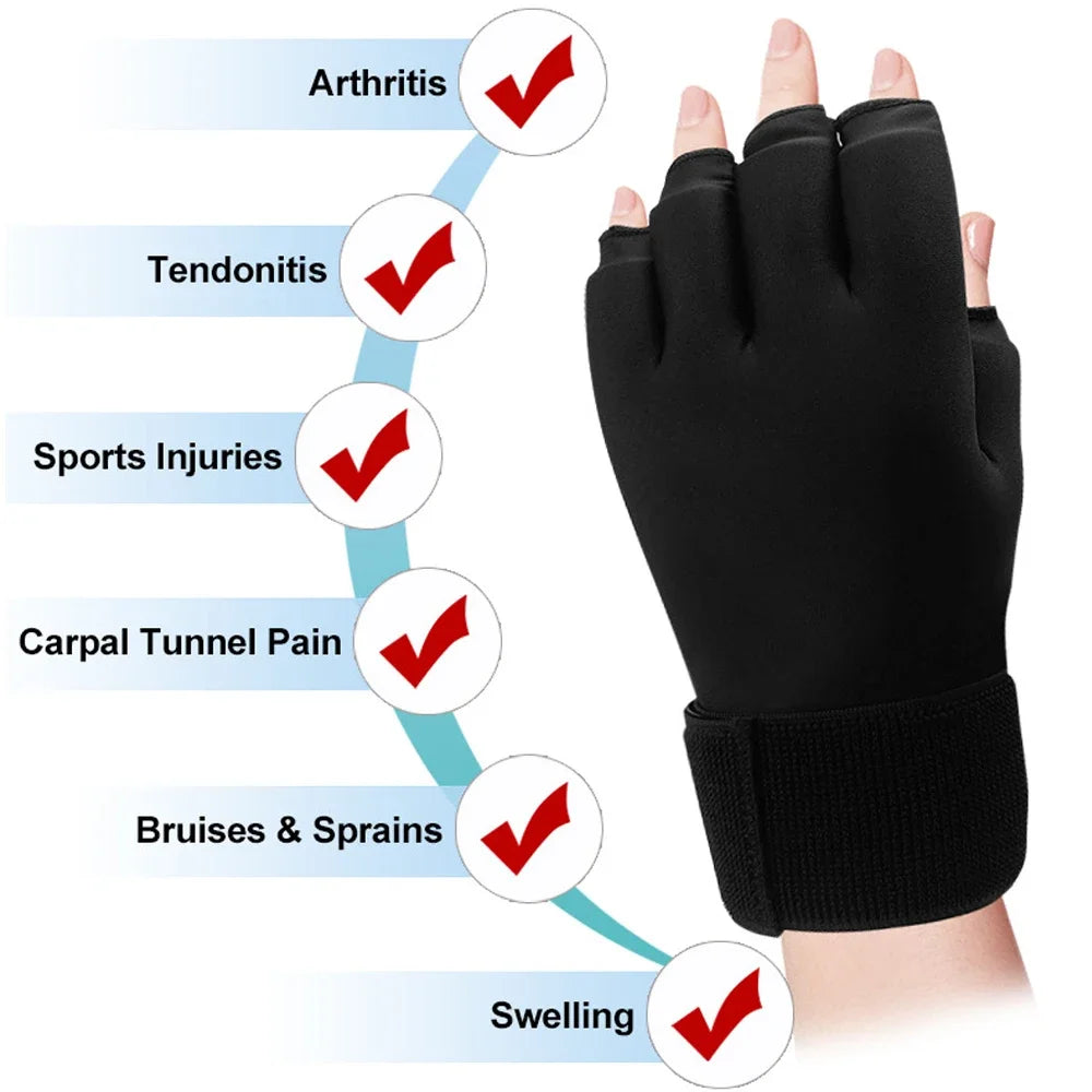 Premium Hot & Cold Therapy Gloves for Arthritis Relief – Adjustable Finger Compression Ice Pack for Wrist Sprains, Tendinitis, Carpal Tunnel, and Joint Pain Relief – Durable Gel Design for Hands and Fingers