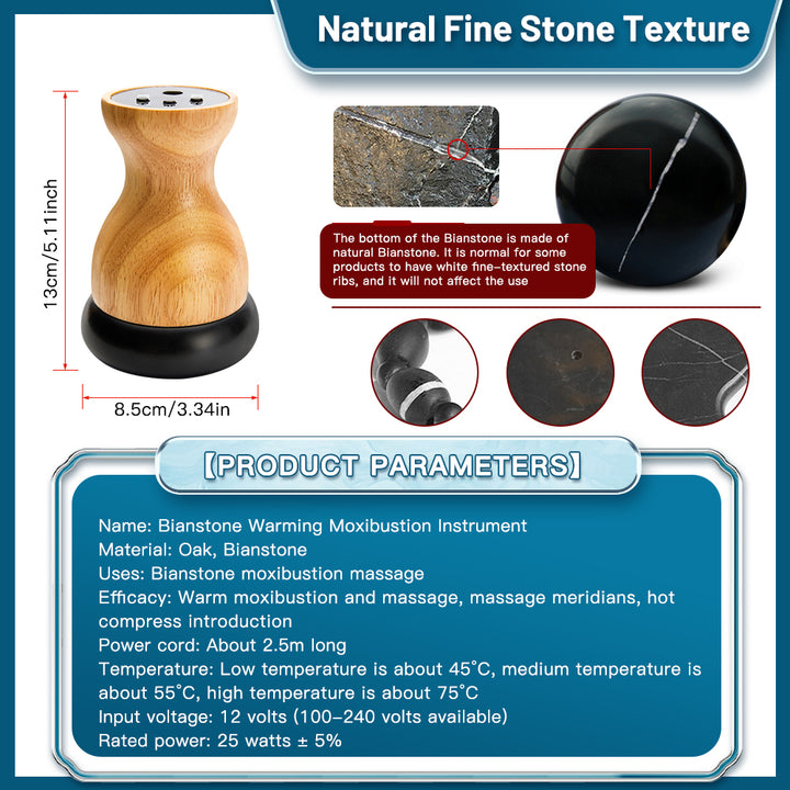 Premium Hot Stone Electric Gua Sha Massager – Back and Waist Massage Tool for Relaxing Muscles, Body Warm Moxibustion Therapy Spa with Bian Stone, Acupuncture, and Collateral Dredging