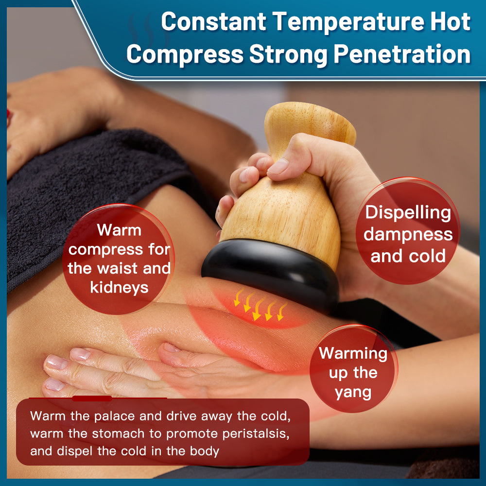 Premium Hot Stone Electric Gua Sha Massager – Back and Waist Massage Tool for Relaxing Muscles, Body Warm Moxibustion Therapy Spa with Bian Stone, Acupuncture, and Collateral Dredging