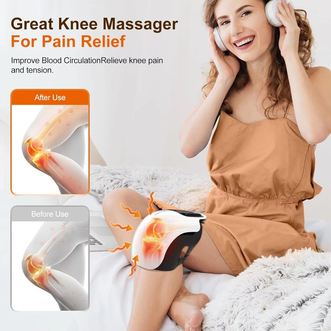 Premium Infrared Knee Massager – Pain Relief Device with Heat and Vibration Therapy for Swelling, Stiff Joints, Ligament Strain, and Muscle Injuries, Cordless and Lightweight with LED Touch Control
