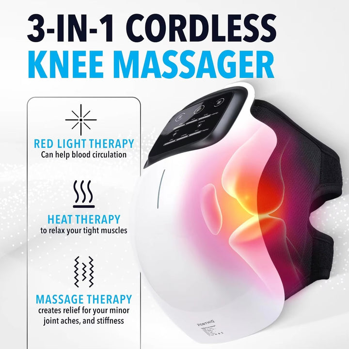 Premium Infrared Knee Massager – Pain Relief Device with Heat and Vibration Therapy for Swelling, Stiff Joints, Ligament Strain, and Muscle Injuries, Cordless and Lightweight with LED Touch Control