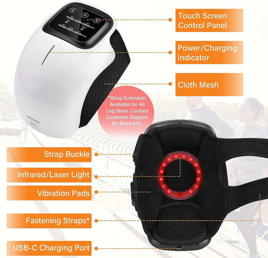 Premium Infrared Knee Massager – Pain Relief Device with Heat and Vibration Therapy for Swelling, Stiff Joints, Ligament Strain, and Muscle Injuries, Cordless and Lightweight with LED Touch Control