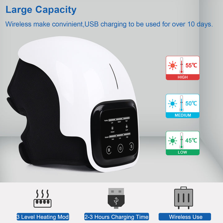 Premium Infrared Knee Massager – Pain Relief Device with Heat and Vibration Therapy for Swelling, Stiff Joints, Ligament Strain, and Muscle Injuries, Cordless and Lightweight with LED Touch Control