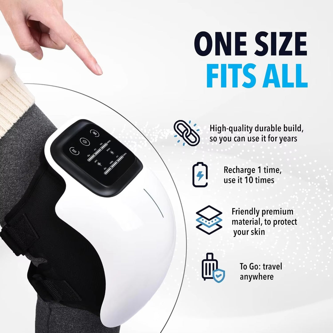 Premium Infrared Knee Massager – Pain Relief Device with Heat and Vibration Therapy for Swelling, Stiff Joints, Ligament Strain, and Muscle Injuries, Cordless and Lightweight with LED Touch Control