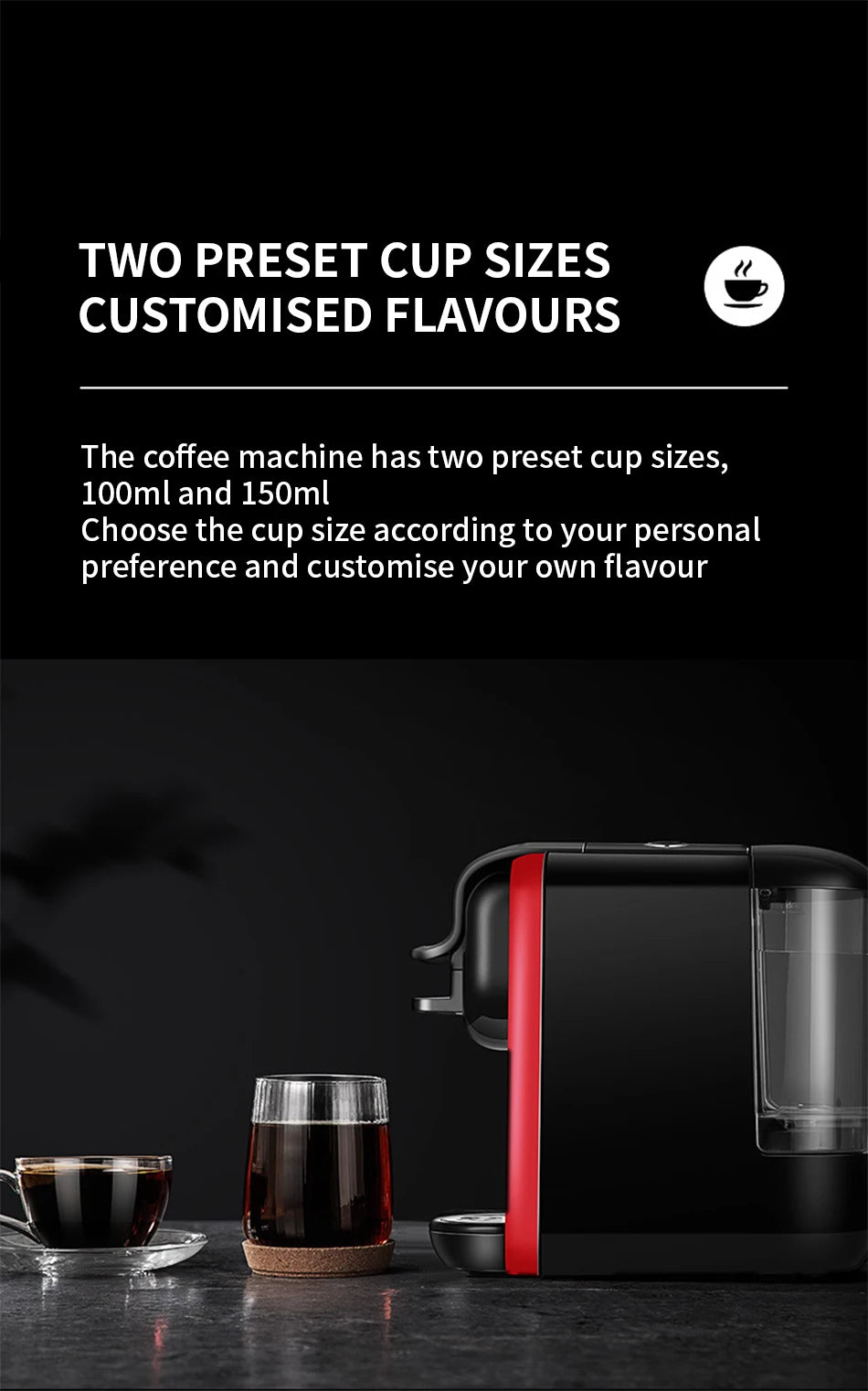 Premium Italian Capsule Coffee Machine – Compact All-in-One Drip and Americano Maker for Home and Office