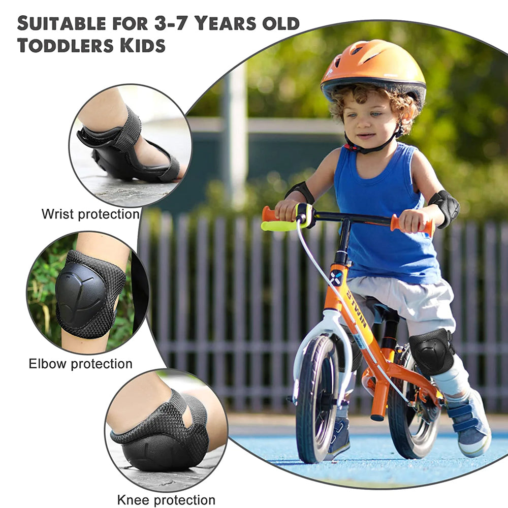 Premium Kids Knee Pads, Elbow Pads & Wrist Guards Safety Set for Ages 3-7, Adjustable Protective Gear for Boys & Girls, Perfect for Skating, Cycling, Skateboard – 6 Pieces
