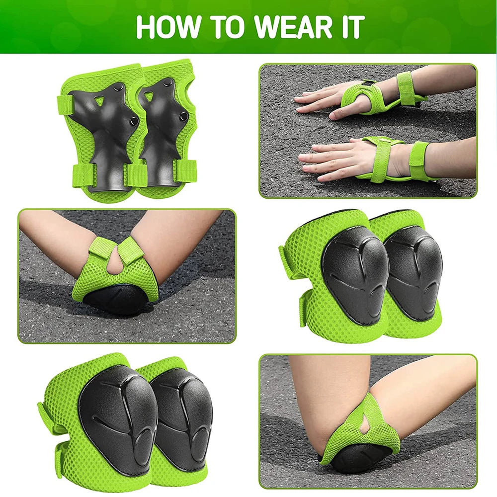 Premium Kids Knee Pads, Elbow Pads & Wrist Guards Safety Set for Ages 3-7, Adjustable Protective Gear for Boys & Girls, Perfect for Skating, Cycling, Skateboard – 6 Pieces