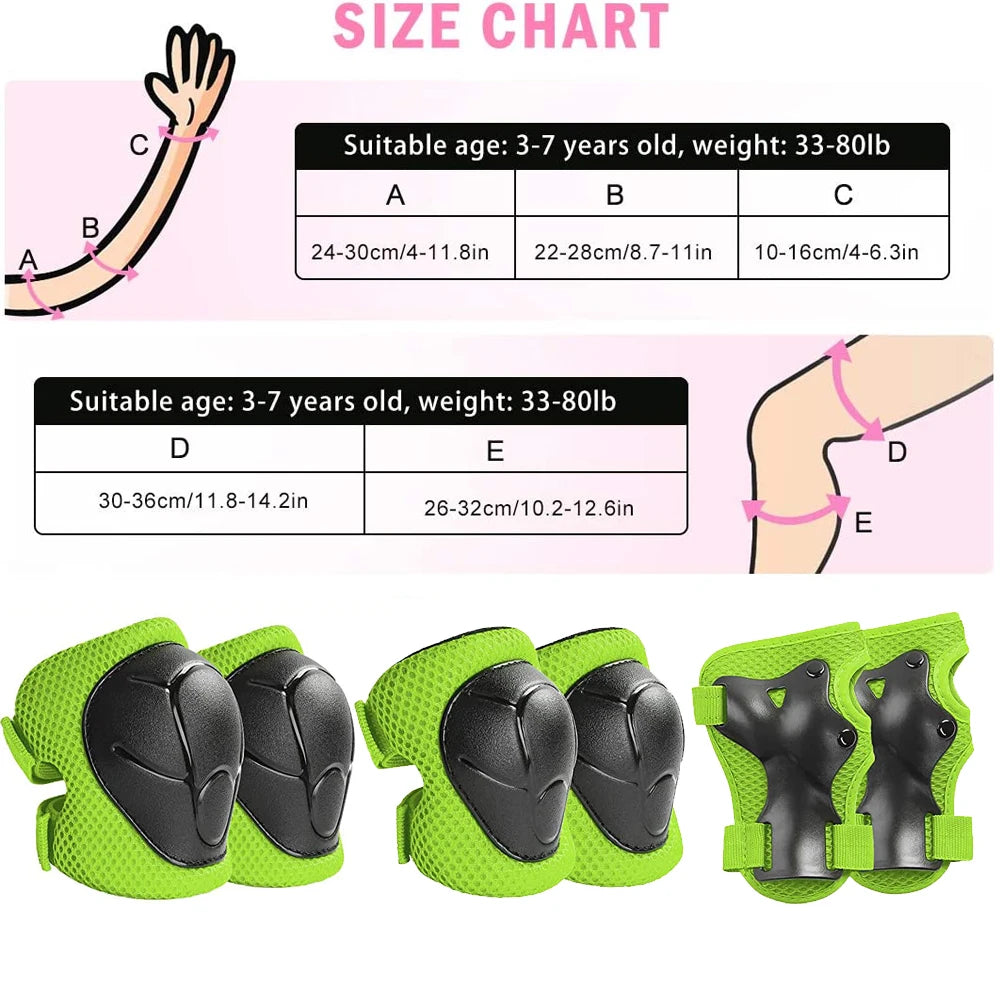 Premium Kids Knee Pads, Elbow Pads & Wrist Guards Safety Set for Ages 3-7, Adjustable Protective Gear for Boys & Girls, Perfect for Skating, Cycling, Skateboard – 6 Pieces