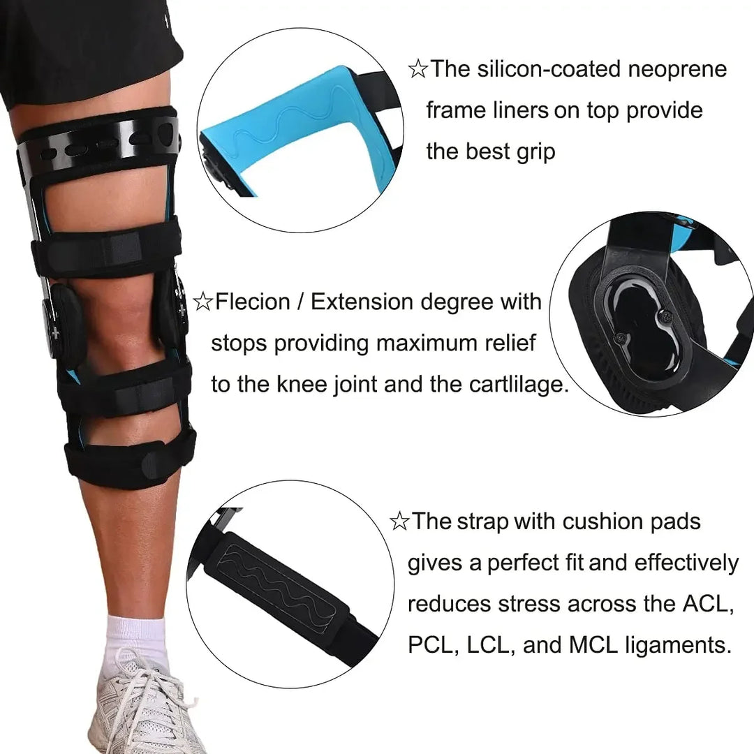 Premium Knee Brace for ACL/MCL/PCL Injuries, Ligament Support & Sports Recovery, Hinged ROM Orthopedic Orthosis for Men & Women